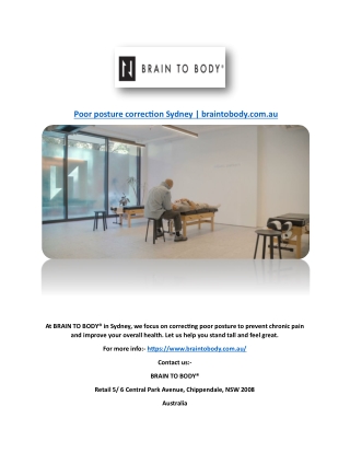 Poor posture correction Sydney | braintobody.com.au