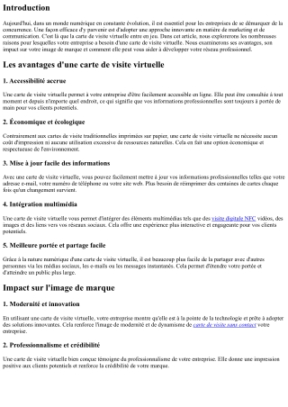 Les raisons pour lesquelles votre entreprise a besoin d'une carte de visite virt