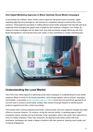 How Digital Marketing Agencies in Miami Optimize Social Media Campaigns