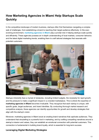 How Marketing Agencies in Miami Help Startups Scale Quickly