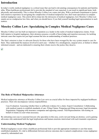 Moseley Collins Law: Specializing in Complex Medical Negligence Cases