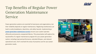 Top Benefits of Regular Power Generation Maintenance Service