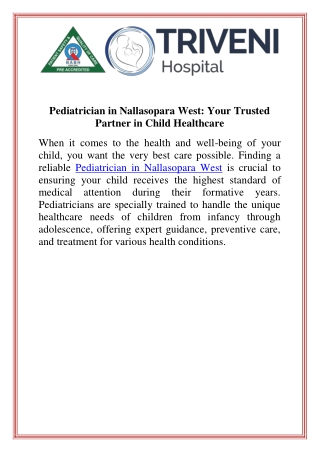 Pediatrician in Nallasopara West Your Trusted Partner in Child Healthcare