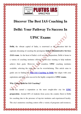 Best IAS Coaching in Delhi | Plutus IAS – UPSC Preparation Experts