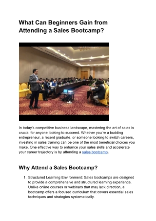 What Can Beginners Gain from Attending a Sales Bootcamp