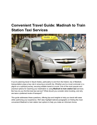 Madinah to Train Station Taxi