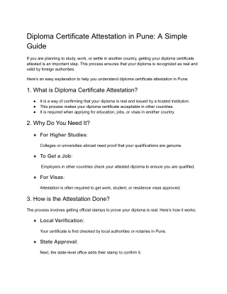 Professional Diploma Certificate Attestation Services in Pune