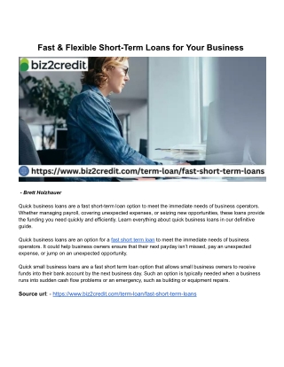 Fast & Flexible Short-Term Loans for Your Business