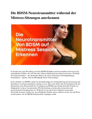 Die BDSM-Neurotransmitter während der Mistress-Sitzungen anerkennen