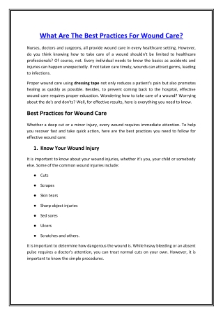 What Are The Best Practices For Wound Care?