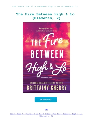 PDF Books The Fire Between High & Lo (Elements  2)