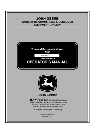 John Deere 7400 Trim and Surrounds Mower Operator’s Manual Instant Download (PIN 010001-) (Publication No.OMTCU23699)