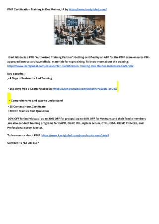 PMP Certification Training in Des Moines, IA
