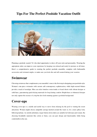 Tips For The Perfect Poolside Vacation Outfit