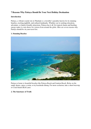 7 Reasons Why Pattaya Should Be Your Next Holiday Destination