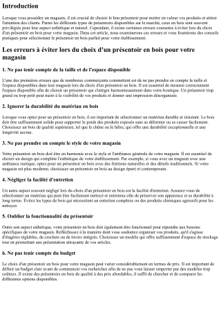 Les erreurs à éviter lors du choix d'un présentoir en bois pour votre magasin
