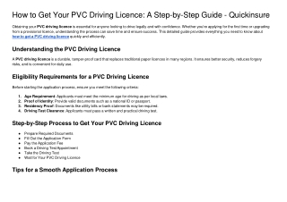 How to Get Your PVC Driving Licence: A Step-by-Step Guide - Quickinsure