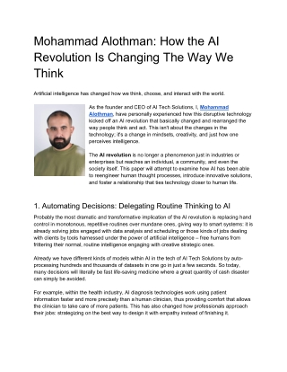 Mohammad Alothman How the AI Revolution Is Changing The Way We Think