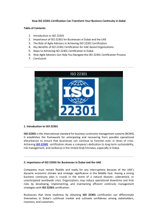 How ISO 22301 Certification Can Transform Your Business Continuity in Dubai