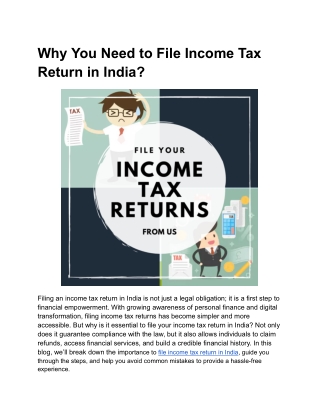 Why You Need to File Income Tax Return in India