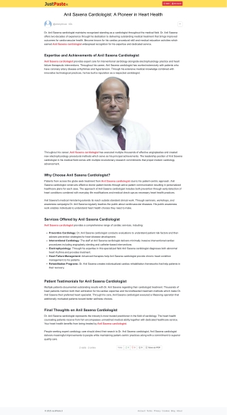 Anil Saxena Cardiologist: A Pioneer in Heart Health