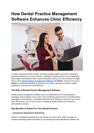 How Dental Practice Management Software Enhances Clinic Efficiency
