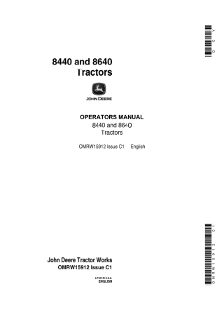 John Deere 8440 and 8640 Tractors Operator’s Manual Instant Download (Publication No.OMRW15912)