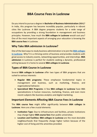 BBA course fees in Lucknow