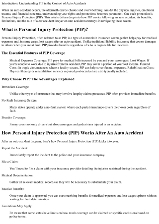 “How Personal Injury Protection (PIP) Works After An Auto Accident”