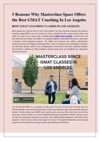 Best GMAT Coaching Classes in Los Angeles - Masterclass Space