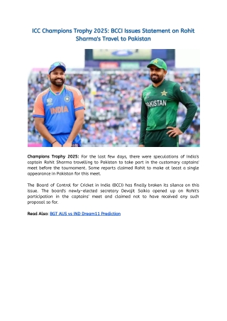 ICC Champions Trophy 2025_ BCCI Issues Statement on Rohit Sharma's Travel to Pakistan (2)