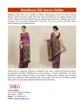Handloom Silk Sarees Online