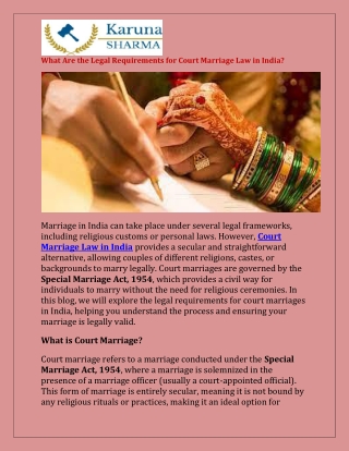 What Are the Legal Requirements for Court Marriage Law in India