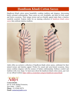 Handloom Khadi Cotton Sarees