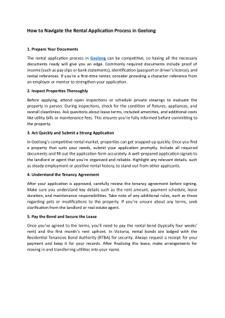 How to Navigate the Rental Application Process in Geelong
