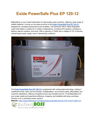 Exide PowerSafe Plus EP 120-12