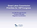Great Lakes Commission Priorities for 109th Congress