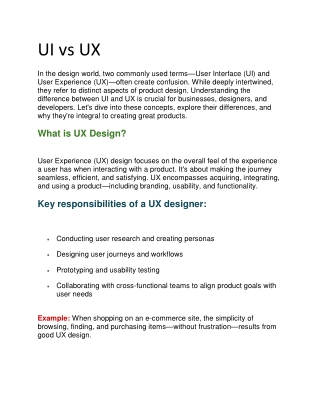 UI vs UX