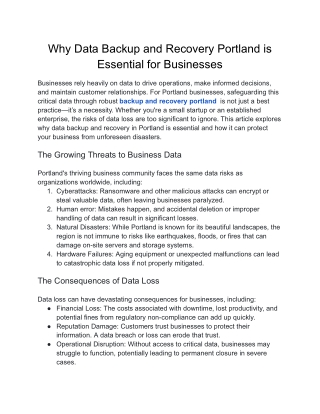 Why Data Backup and Recovery Portland is Essential for Businesses