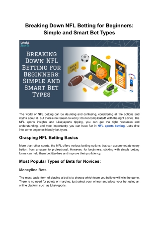Breaking Down NFL Betting for Beginners: Simple and Smart Bet Types