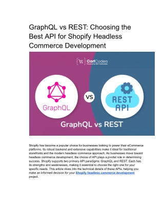 GraphQL vs REST_ Choosing the Best API for Shopify Headless Commerce Development