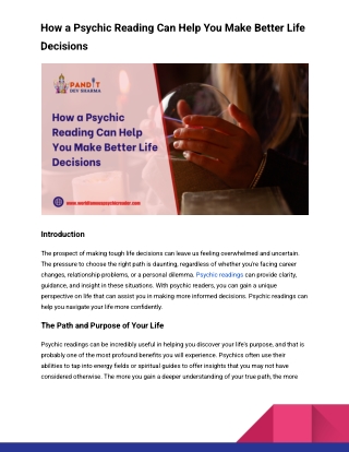 How a Psychic Reading Can Help You Make Better Life Decisions