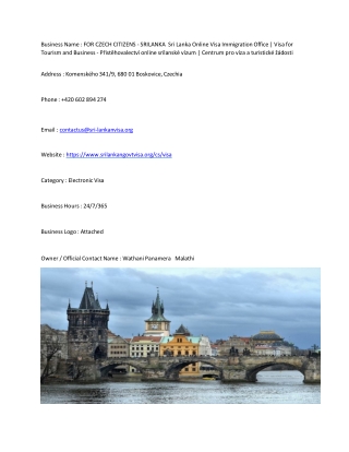 FOR CZECH CITIZENS - SRILANKA  Sri Lanka Online Visa Immigration Office | Visa f