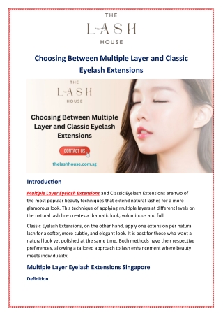 Choosing Between Multiple Layer and Classic Eyelash Extensions