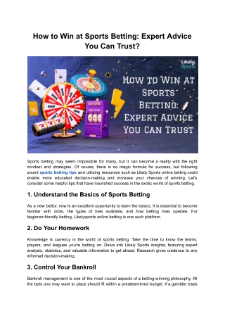 How to Win at Sports Betting_ Expert Advice You Can Trust