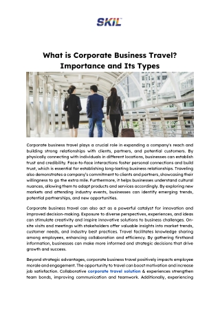 What is Corporate Business Travel? Importance and Its Types