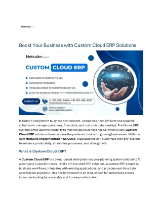 Boost Your Business with Custom Cloud ERP Solutions