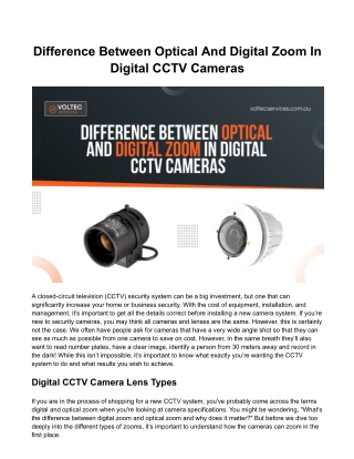 Difference Between Optical And Digital Zoom In Digital CCTV Cameras