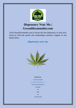 Dispensary Near Me  Greenlifecannabis.com