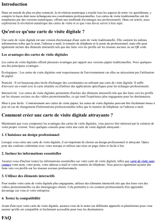 La révolution numérique des cartes de visite : que faut-il savoir ?